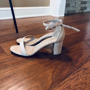 3” taupe block heels